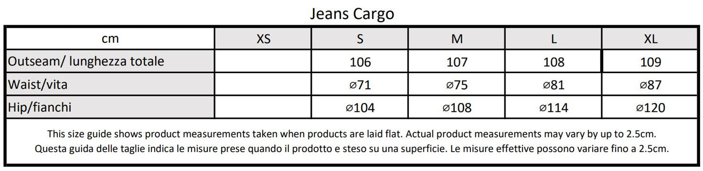 Moondi clothing cargo jeans cargo size guide, parkour and streetwear clothing