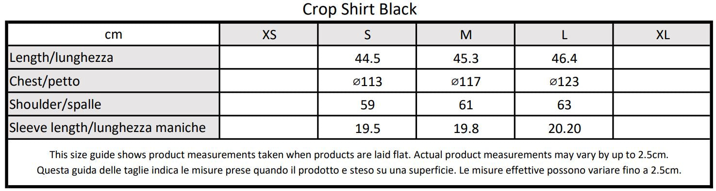 Moondi clothing crop shirt size guide, parkour and streetwear clothing