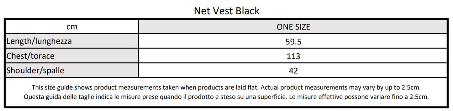 Moondi clothing net vest black size guide, parkour and streetwear clothing