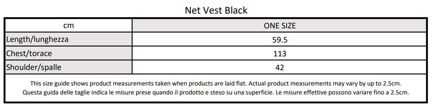 Moondi clothing net vest black size guide, parkour and streetwear clothing